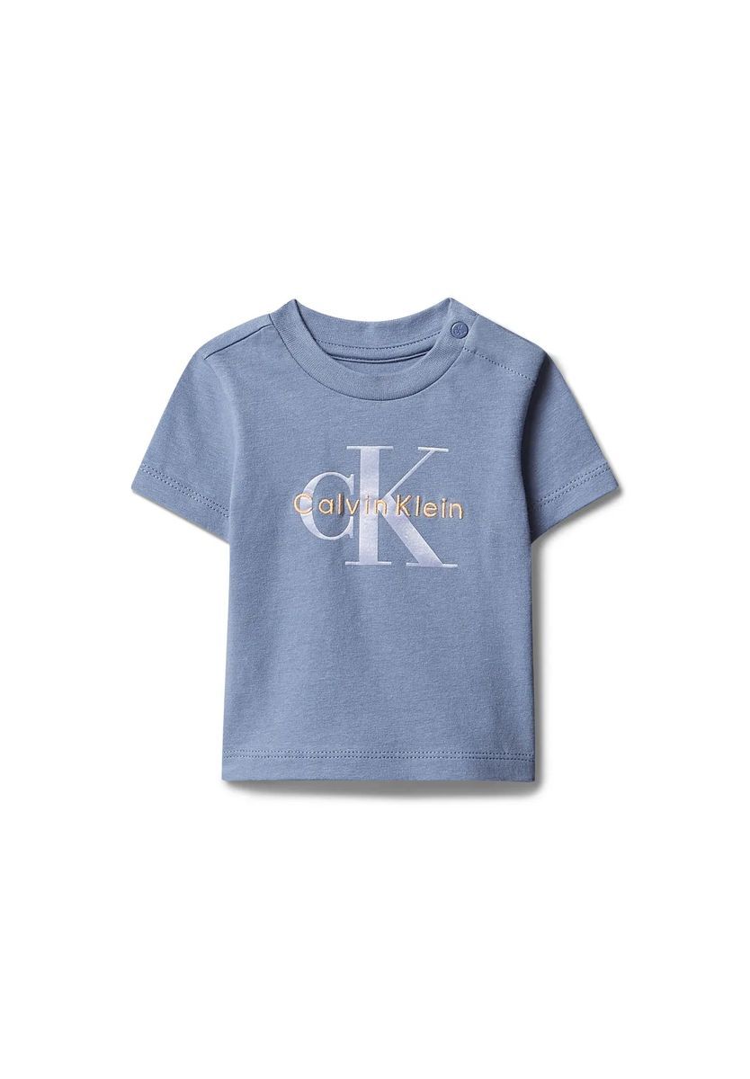 Babyblaues Baumwoll-T-Shirt mit Logo