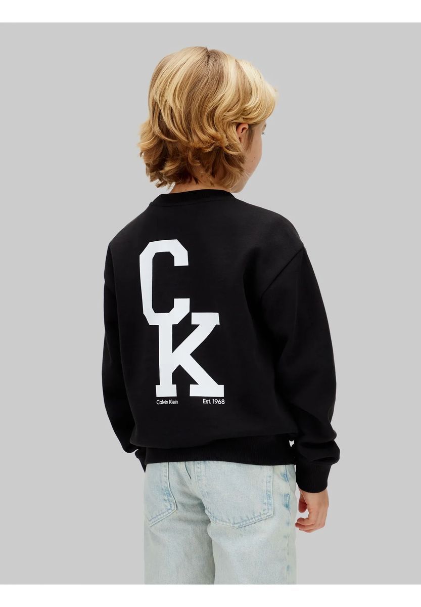 Schwarzes Baumwollmischung Rundhals-Sweatshirt