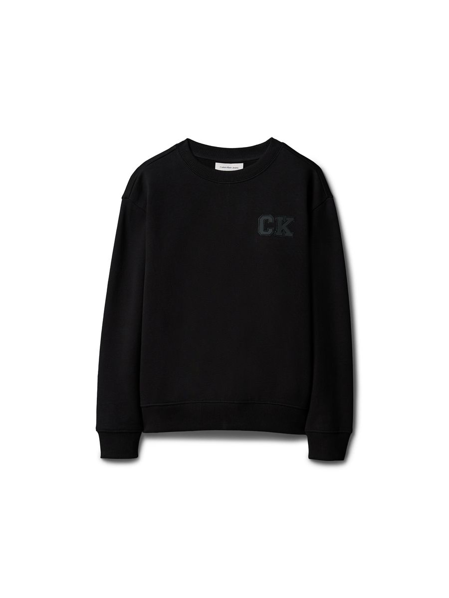 Schwarzes Baumwollmischung Rundhals-Sweatshirt