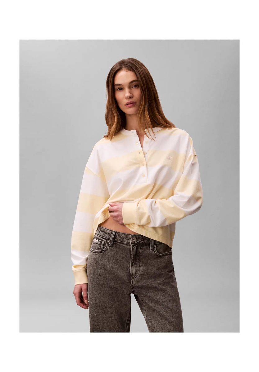 Gestreiftes Henley Langarmshirt