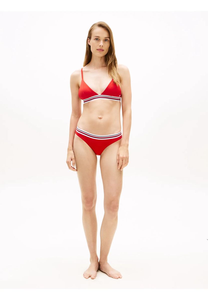 Sportliche Bikinihose mit gestreiftem Gummibund