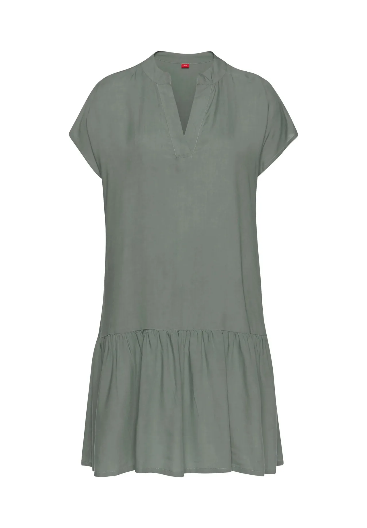 Tunika-Kleid mit V-Ausschnitt und Volant