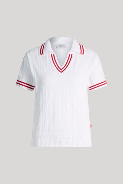 JOOP! Kalena Weißes und Rotes Strickpolo-Shirt aus Baumwolle