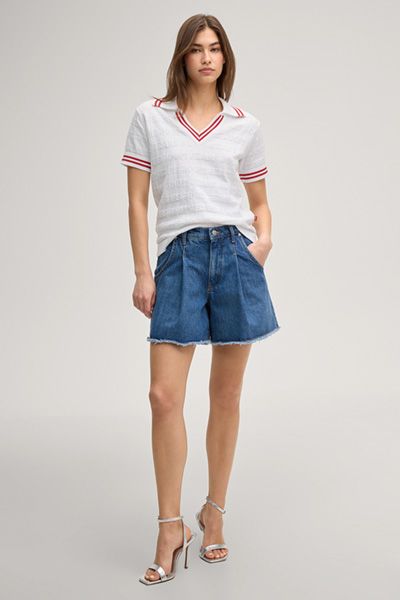 JOOP! Kalena Weißes und Rotes Strickpolo-Shirt aus Baumwolle