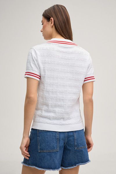 JOOP! Kalena Weißes und Rotes Strickpolo-Shirt aus Baumwolle