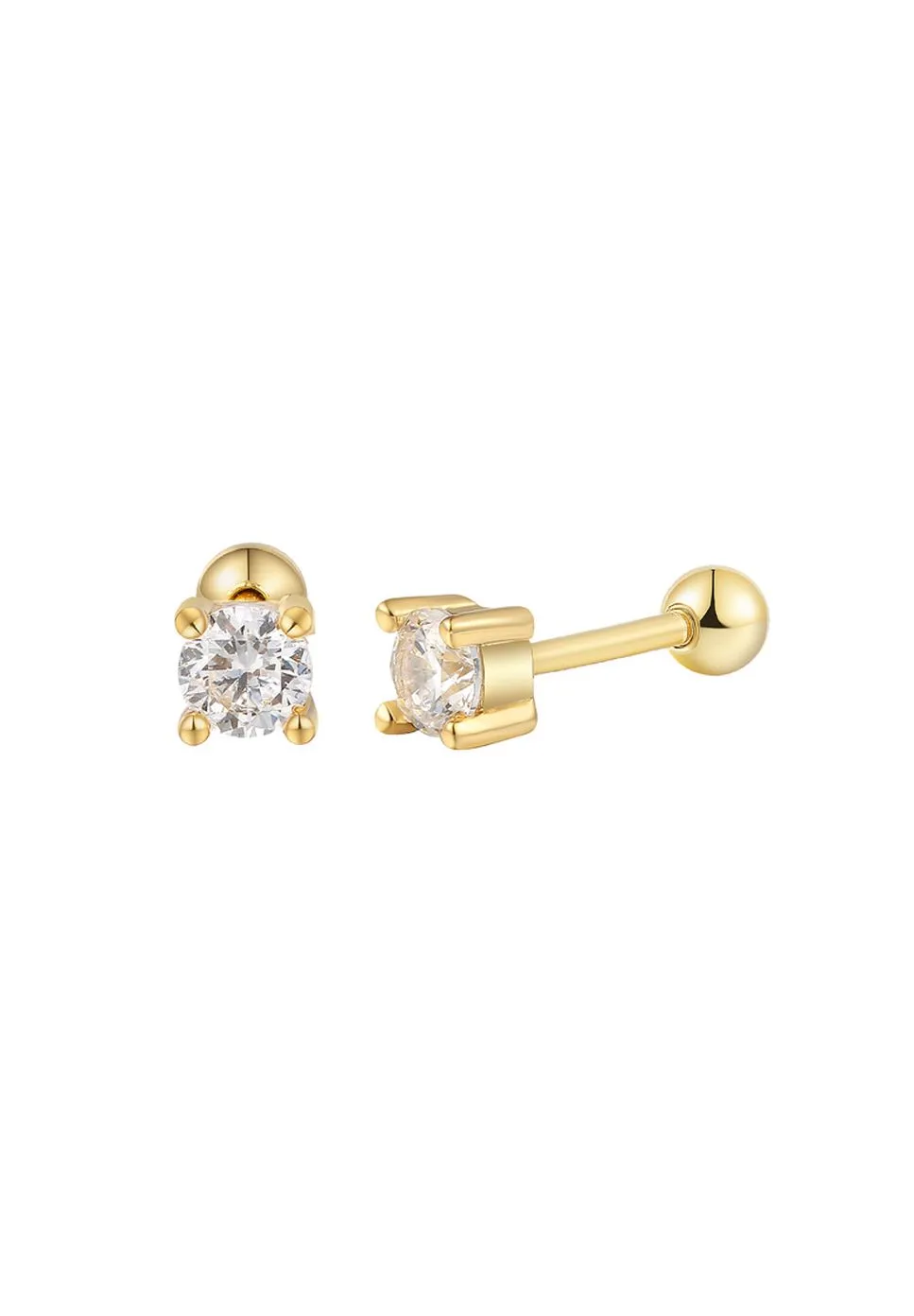 XENOX Damen Ohrpiercing 925er Silber mit Zirkonia, GOLD, 99