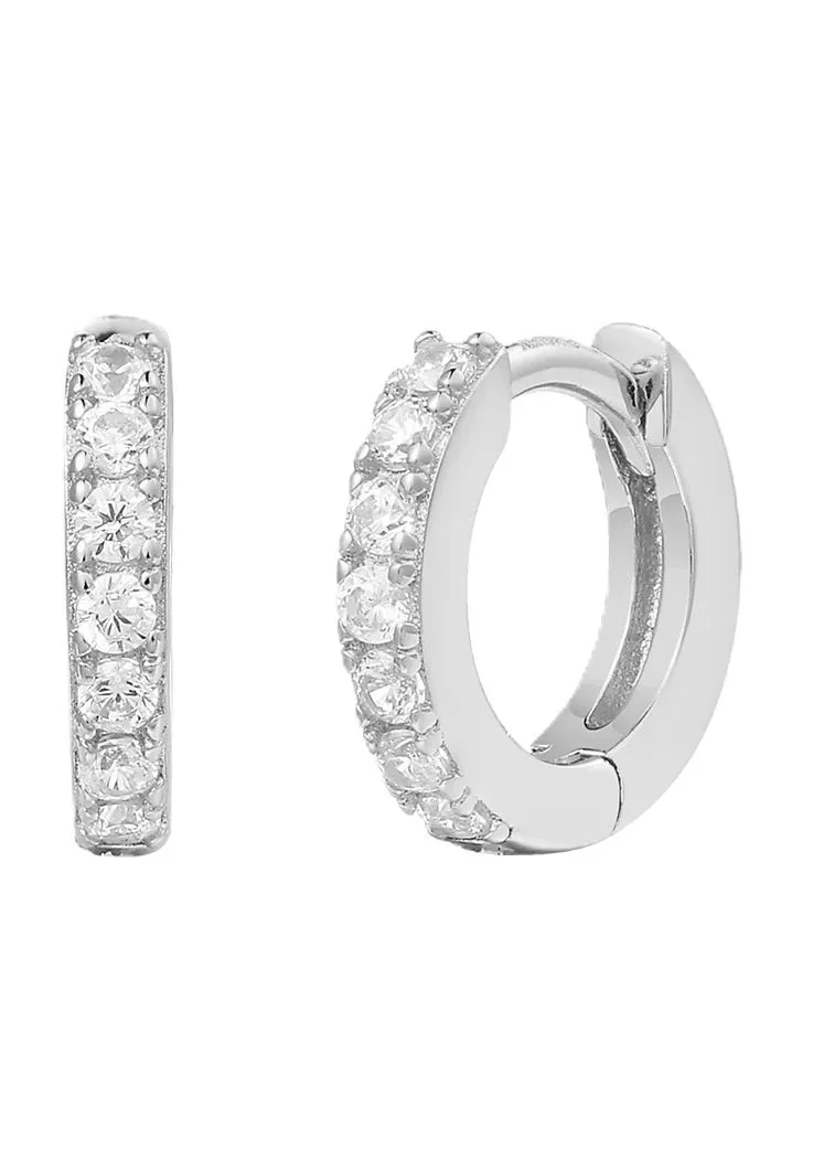 XENOX Damen Creolen, 925er Silber, WEISSGOLD, 99