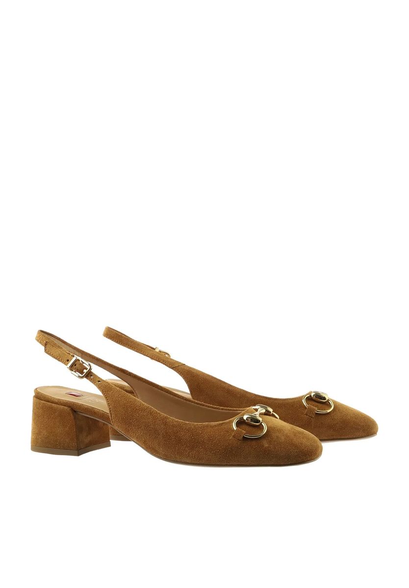Wildleder Slingpumps mit Blockabsatz