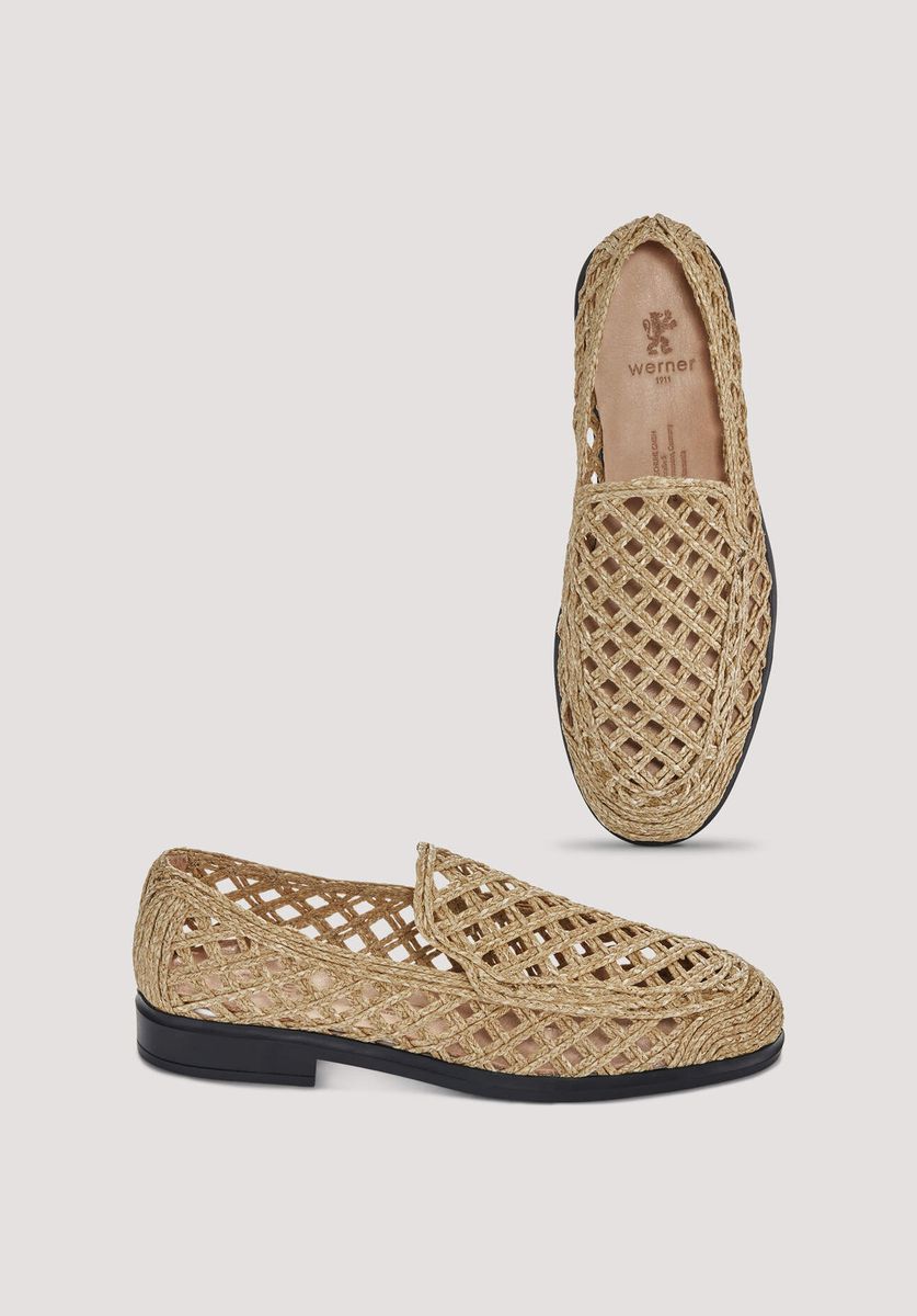 hessnatur Damen Loafer aus Bast - beige - Größe 36
