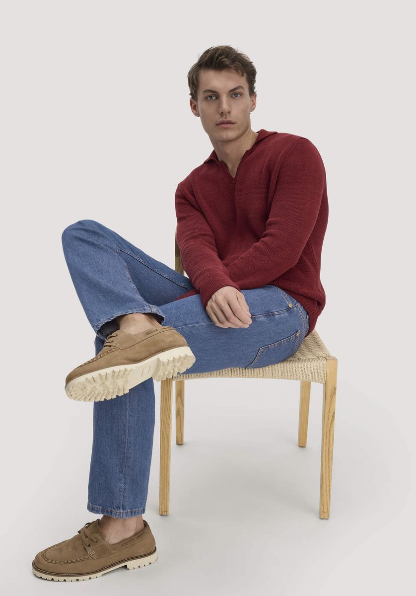 Nubuk Leder Bootsschuhe mit Profilsohle