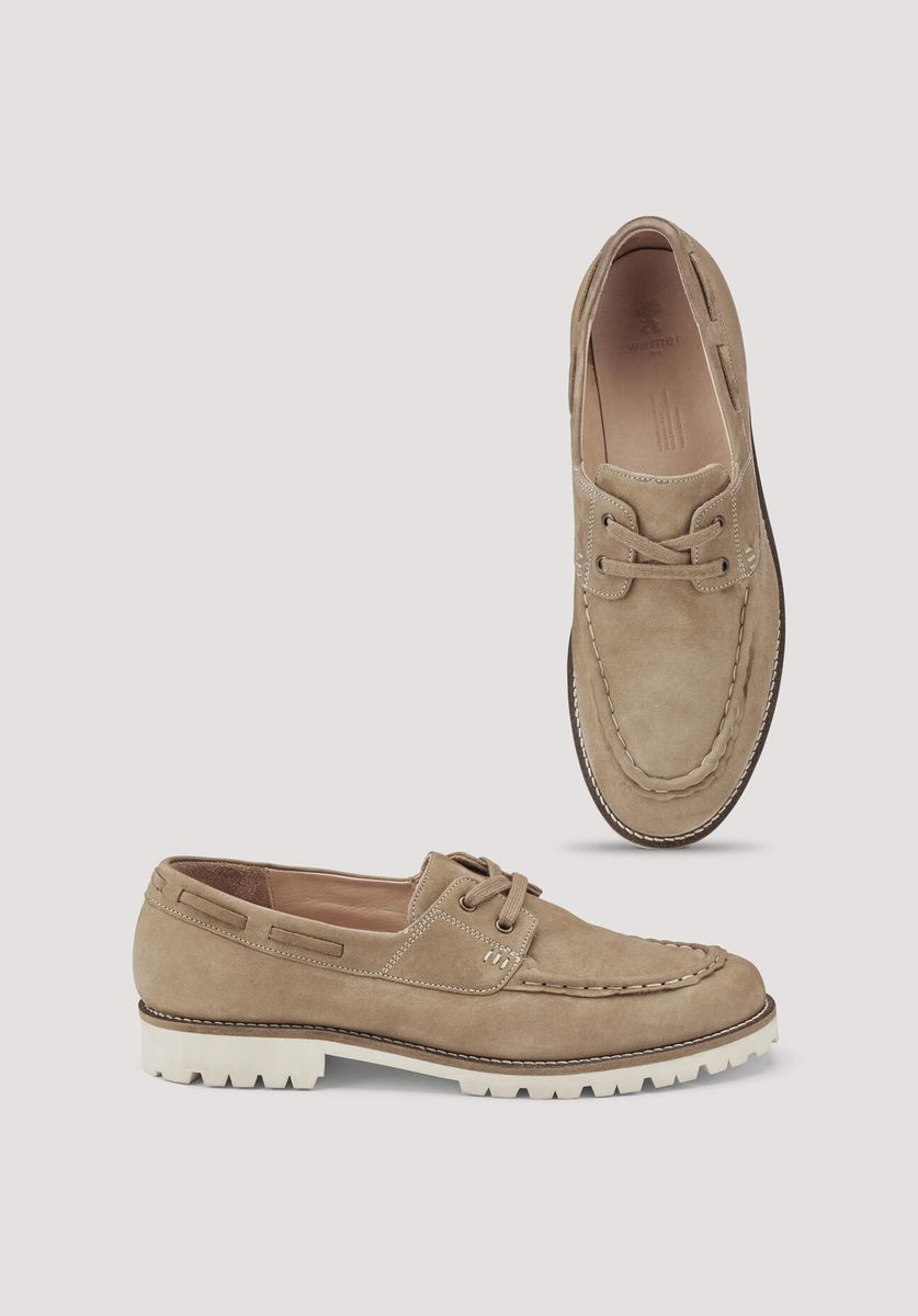 Nubuk Leder Bootsschuhe mit Profilsohle