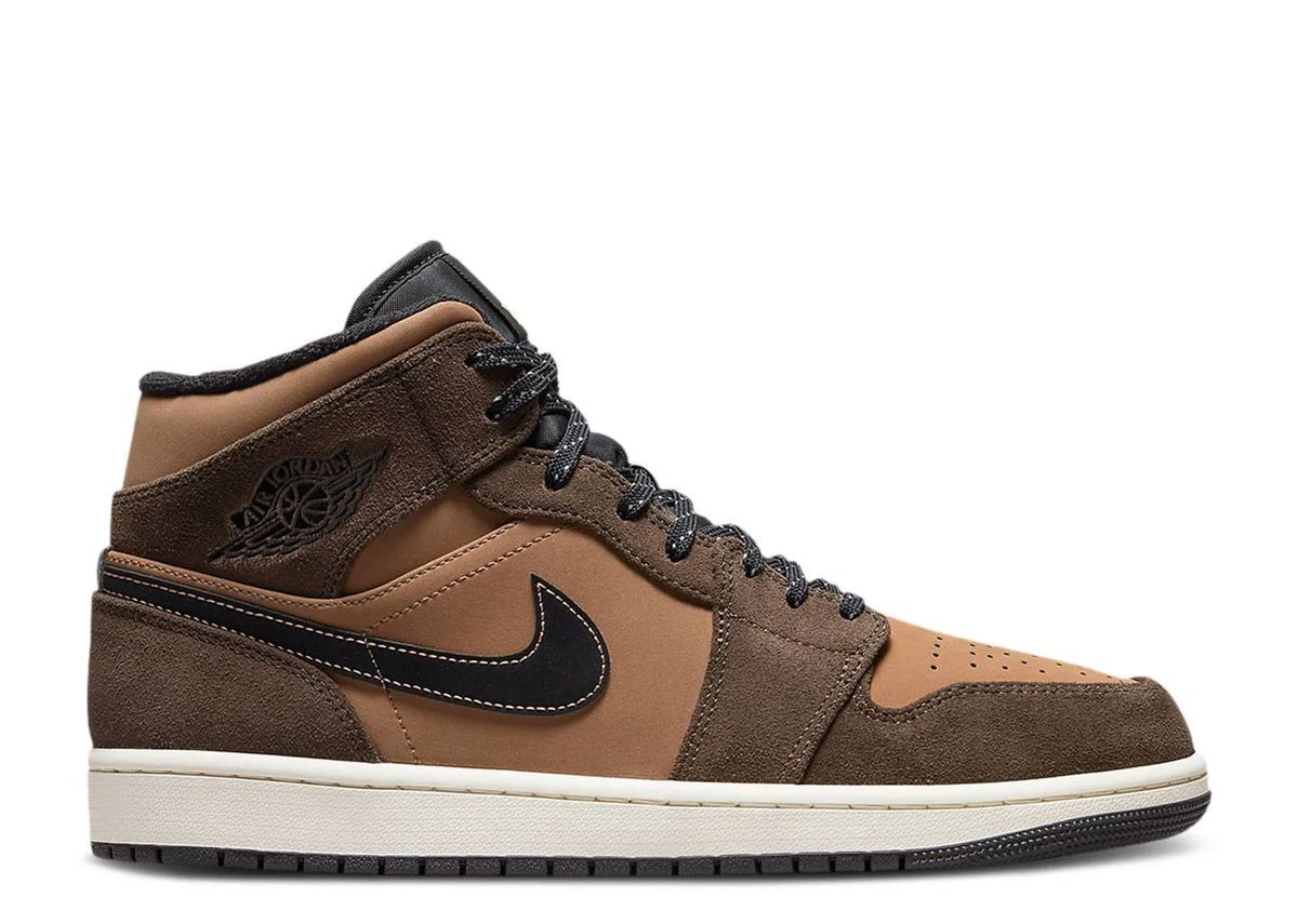 Erdfarbener Mid-Top-Sneaker