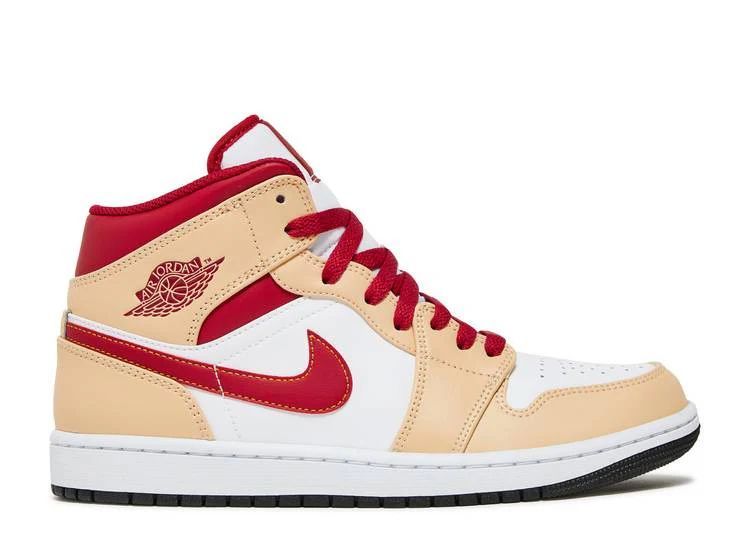 Air Jordan 1 Mid Beige Rot