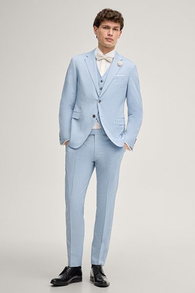 JOOP! Herby Hellblaues Slim-Fit Stretch Viskose-Woll-Mix Sakko