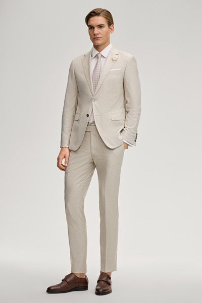 Joop! Herby Beige Wollmischung Slim Fit Hochzeit Sakko