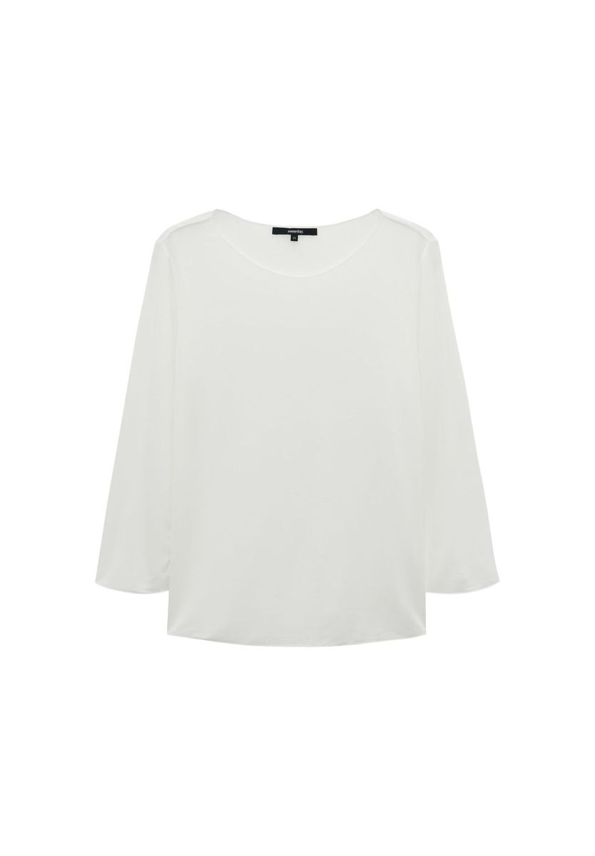 Elegante beige Bluse mit Rundhalsausschnitt