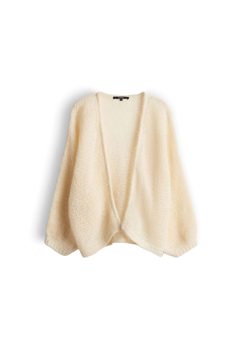 Offene, strukturierte Strickjacke