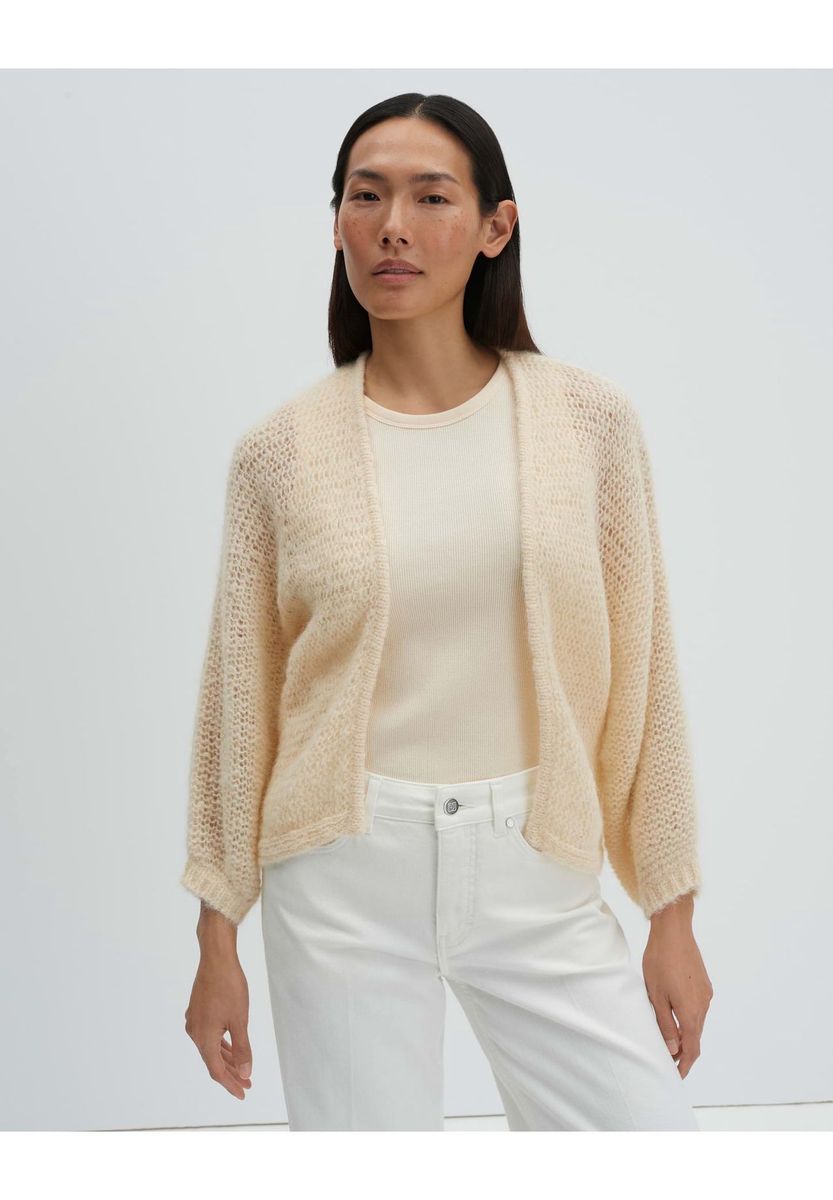 Offene, strukturierte Strickjacke