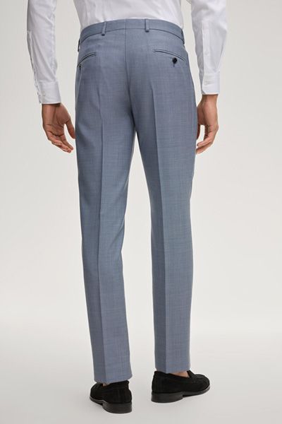 Baukasten Blayr Blaue Melange Anzughose Slim Fit Reine Schurwolle