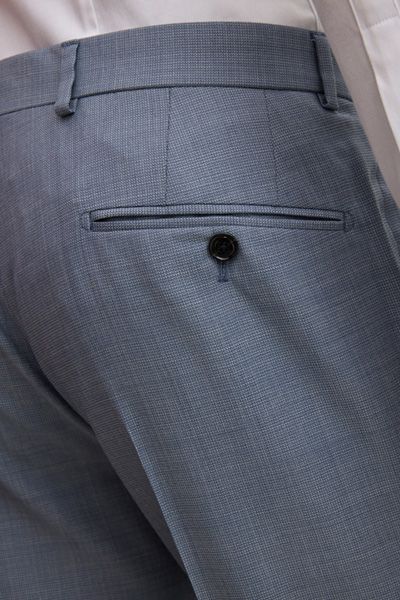 Baukasten Blayr Blaue Melange Anzughose Slim Fit Reine Schurwolle