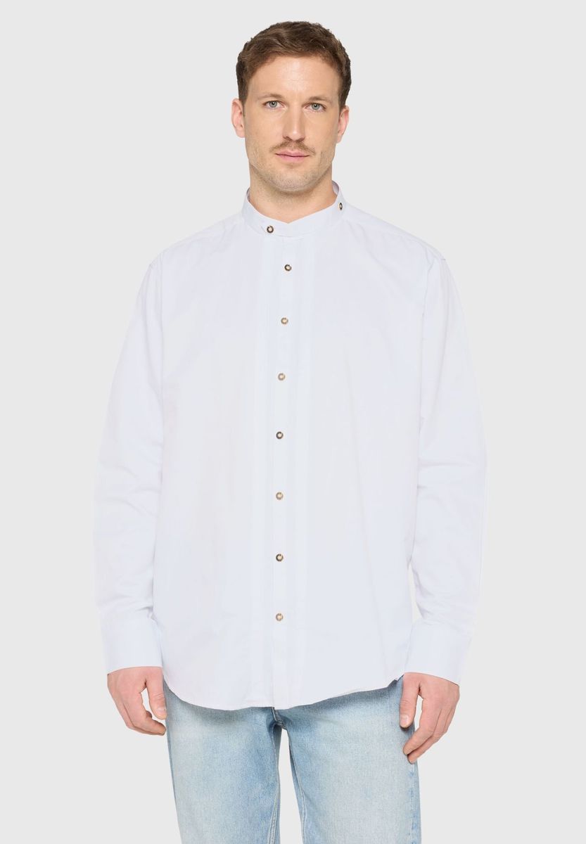 Traditionelles Herrenhemd mit Stehkragen in Weiß