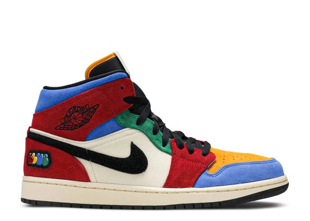 Mehrfarbige Retro-Sneakers mit hohem Schaft