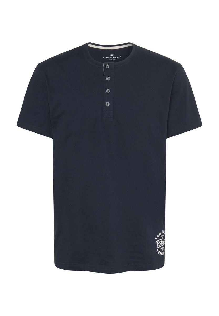 Henley Kurzarm Baumwoll Schlafshirt