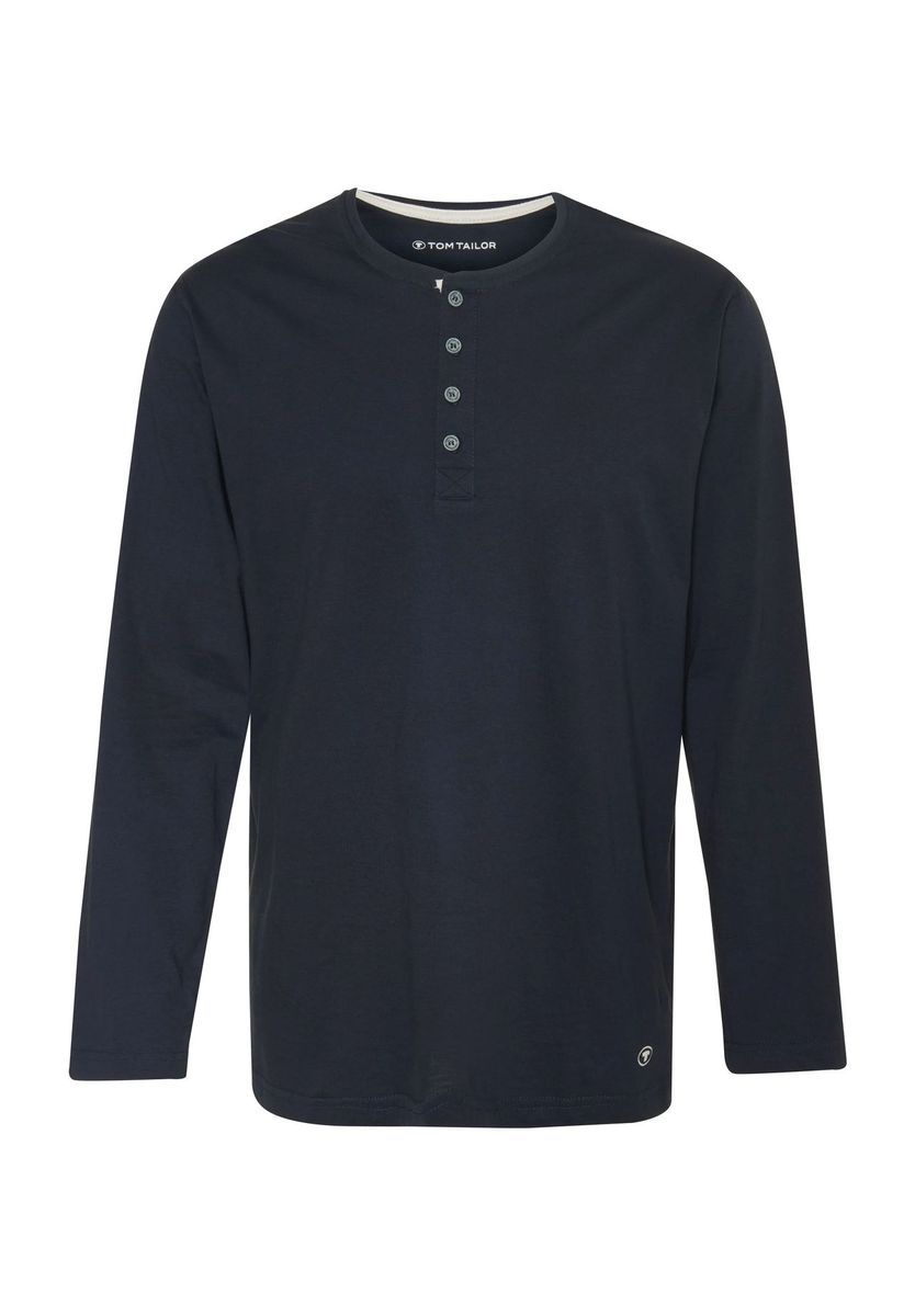 Klassisches Baumwoll-Henley Langarmshirt