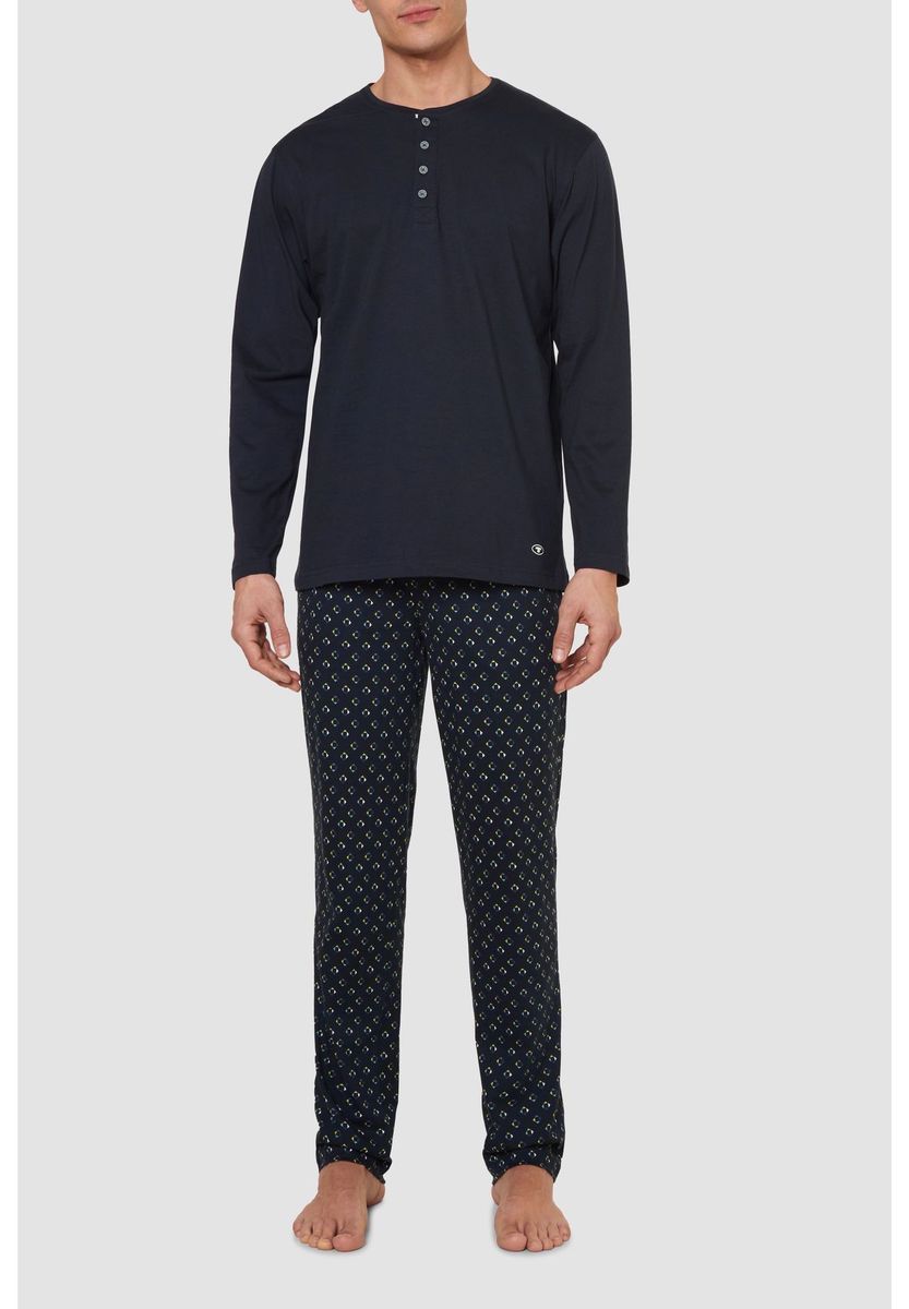 Herren Langarm Henley Lounge Oberteil