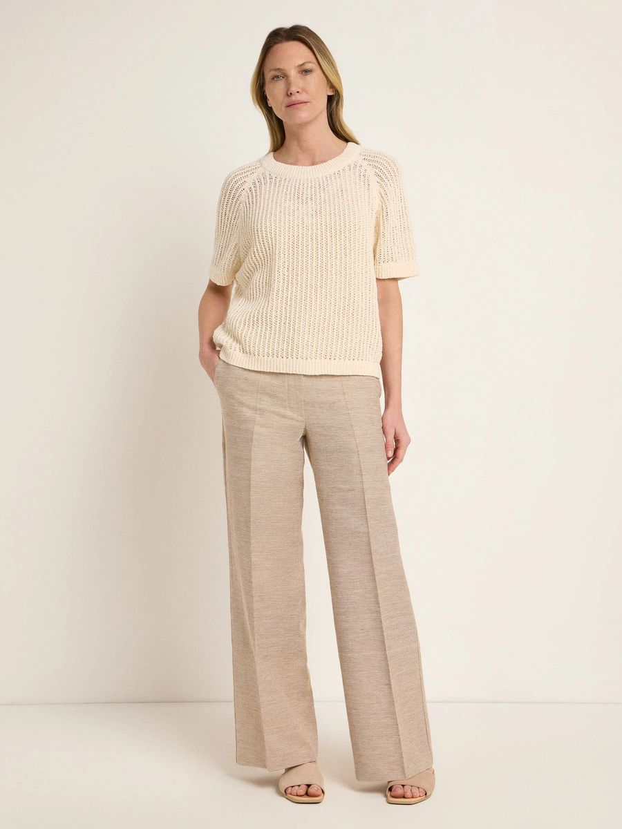 Kurzarmshirt mit offenem Strickmuster