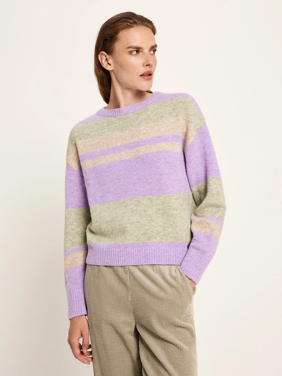 Gestreifter Strickpullover in lockerer Passform