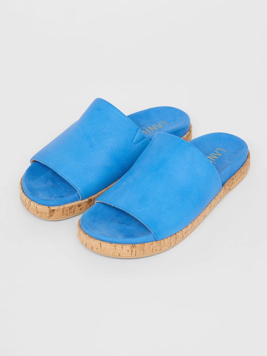 Leder-Pantoletten mit Korkfußbett