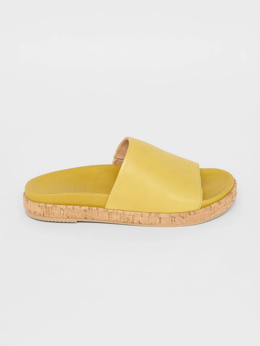 Leder-Pantoletten mit Korkfußbett