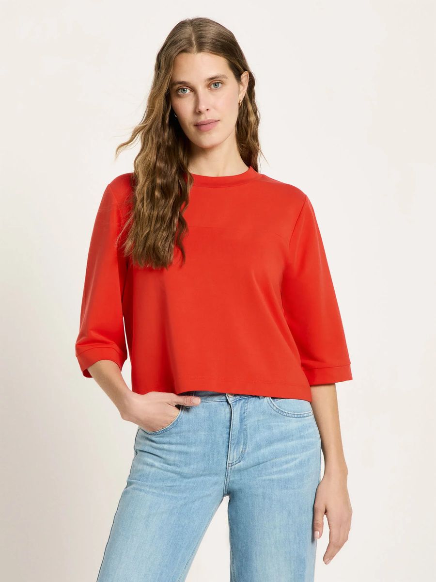TENCEL™ Oberteil mit Rundhalsausschnitt und lockerer Passform