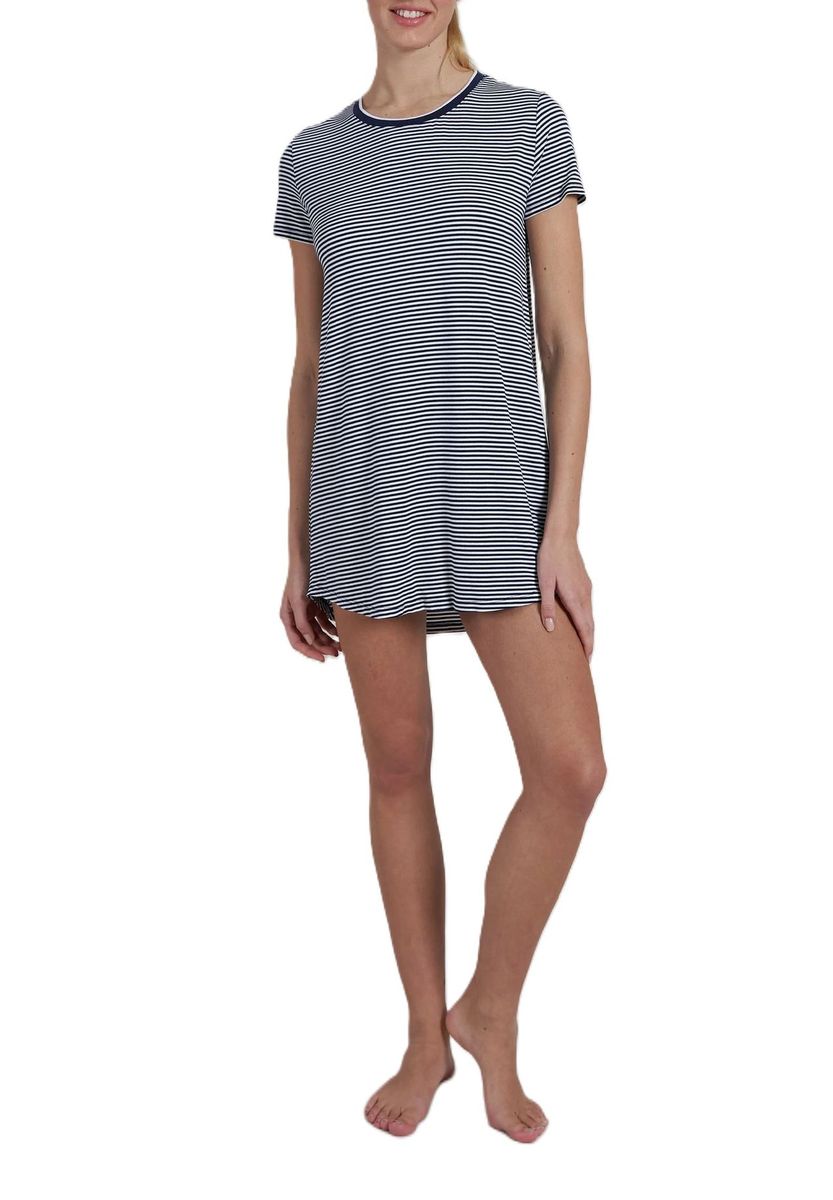 Gestreiftes T-Shirt-Kleid mit kurzen Ärmeln