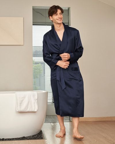 Seiden Kimono Morgenmantel mit Bindegürtel