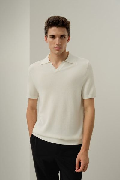 Feines Strickpolohemd aus Seide und Baumwolle
