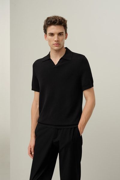 Feines Strickpolohemd aus Seide und Baumwolle