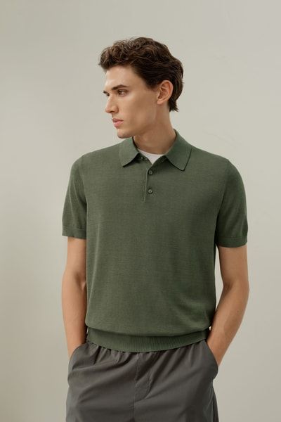 Poloshirt aus Seiden-Baumwollmischung