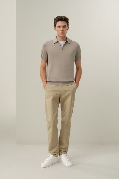 Poloshirt aus Seiden-Baumwollmischung