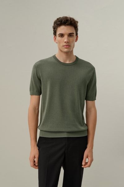 Locker geschnittenes Seide-Baumwoll-Misch T-Shirt