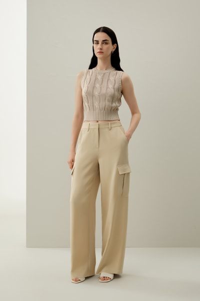 Damen Cargohose aus weiter Seide