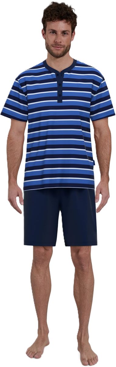 Gestreiftes Kurzarm-Pyjama-Set