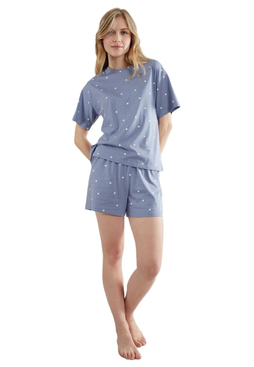 Gepunktetes Loungewear-Set mit kurzen Ärmeln