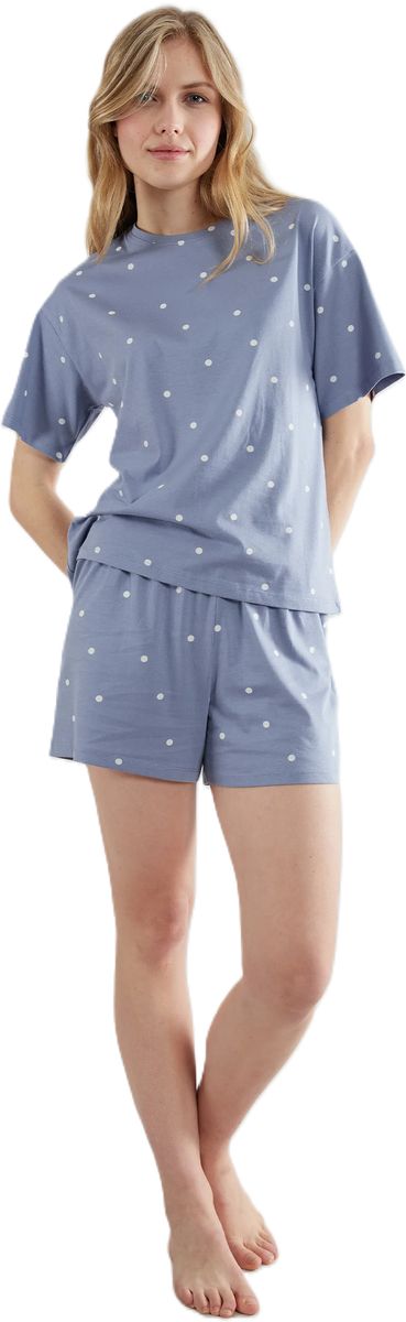 Gepunktetes Loungewear-Set mit kurzen Ärmeln