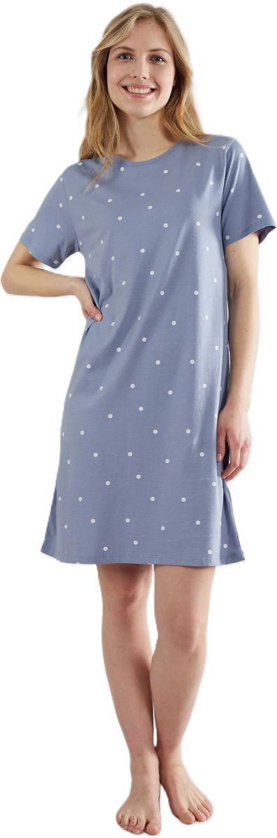 Baumwoll-Nachthemdkleid mit Polka Dots