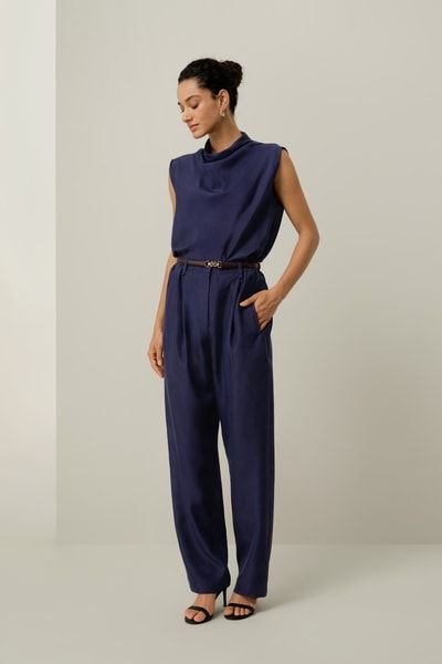Elegante, sandgewaschene Seiden-Habotai-Barrel-Hose