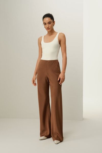 Elegante weite Seiden-Crêpe Hose
