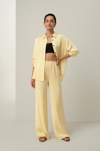 Weitgeschnittene Loungehose aus Seiden-Georgette