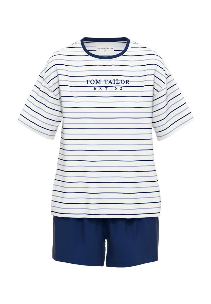 Gestreiftes Schlafanzug-Set aus Baumwollmischung